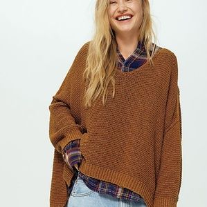 Free People beige knit Fisher V doleman sweater